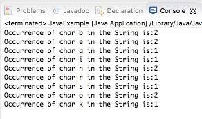 java program to find the occurrence of