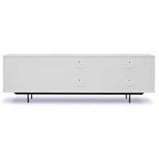 For storage, the lenox media cabinet has four large storage drawers and two cabinet. Manfred Mid Century White Lacquer Walnut Media Console Long Over 67 W Kathy Kuo Home