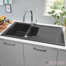 И един от тези дизайни е ъглова мивка за кухнята. Grohe 31642ap0 Mivka Za Kuhnya S Plot I Vtoro Korito Cheren Granit