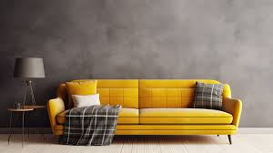 Gray Sofa And Yellow Pillows Decorate