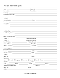 Vehicle Incident Report Report Template