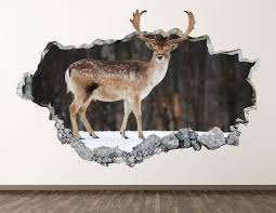 Wild Deer Wall Decal Forest Animal 3d