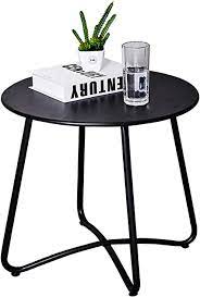 Only 1 left in stock order soon. Amazon Com Patio Side Table Outdoor Small Round Metal Side Table Waterproof Portable Coffee Table End Table For Garden Porch Balcony Yard Black Garden Outdoor