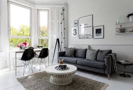 fabric sofa gray and beige carpet