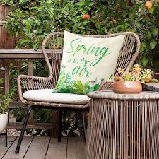 Outdoor Throw Pillow Covers Spring And Green Farm Pattern Decorative Cushion Covers Spring Waterproof Set Of 4