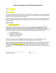 employee warning letter driving