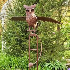 Flying Owl Metal Rocking Stake