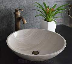 wooden white marble round sink white
