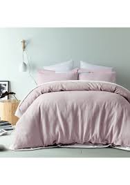 Accessorize Blush Waffle Linen Cotton Quilt Cover Set Queen Bed
