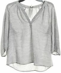 Details About Joie Gray Long Sleeve Striped Silk Blouse Size Xs