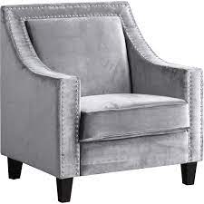 Velvet is everywhere and i'm a fan. Chic Iconic Fac2992 Dr Camren Accent Chair In Grey Velvet W Nailhead