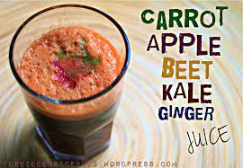 carrot apple beet kale and ginger juice