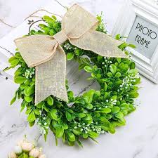 2 pack artificial boxwood wreath faux