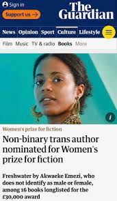 233 books — 163 voters. Titania Mcgrath On Twitter This Valiant Non Binary Author Will Doubtless Be Telling The Judges Where They Can Shove Their 30 000 Women S Prize For Fiction They Is Not An