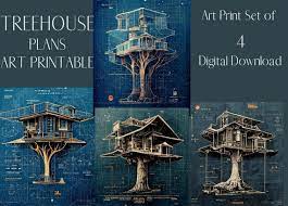 Treehouse Plans Art Printable Digital