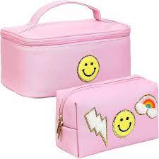 2 pack preppy patch makeup bag cosmetic