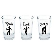 Drink Drank Drunk Shot Glass Set Funny