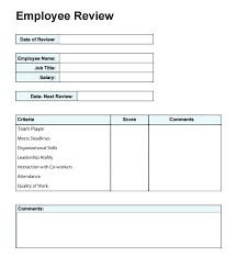 Employee Performance Evaluation Template Work Performance