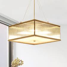 Square Shaped Crystal Chandelier Lighting Fixture Modern Lights Brass Hanging Light Kit Beautifulhalo Com