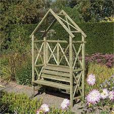 rowlinson rustic 2 seater arbour bench