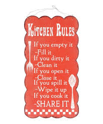 Red Kitchen Rules Wall Sign Best
