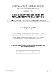 BAC STMG 2022 - Management, Sciences de Gestion Et Numérique Polynésie |  PDF | Business | Commerce électronique
