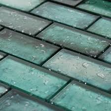 Andromeda Green Glass Brick Tiles