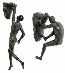 This unique resin wall sculpture creates the illusion of a man climbing up whatever surface he is hung on. Large Bronze Colour Bungee Jumping Man Hanging On Wire Ornament Figure Wall 22 00 Picclick Uk