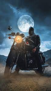 night biker bike human light moon