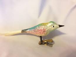 Vintage Antique German Glass Bird Clip