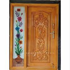 decorative main door with wooden frame