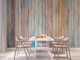 Rustic Wood Panel Wall Mural Rainbow