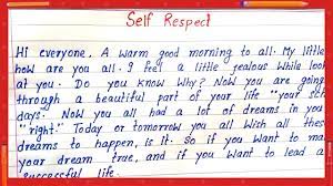 write easy short sch on self respect