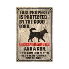 alaskan malamute dog sign dog warning