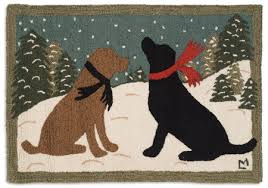 evening snow dogs rug