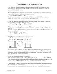 Chemistry Unit 8 Notes On H