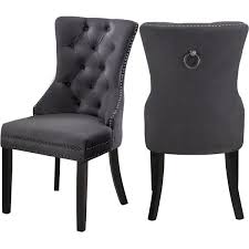 Wade logan gary upholstered dining chair upholstery color: Furniture Soft Velvet Dining Chair With Ring Knocker High Back Chairs Stud Tufted Backrest Home Furniture Diy Breadcrumbs Ie