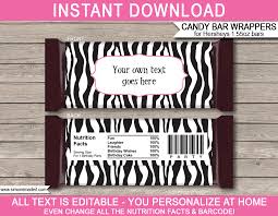 Zebra Hershey Candy Bar Wrappers Template