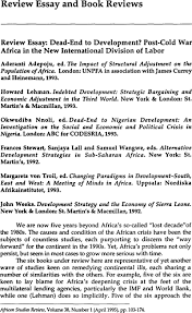review essay dead end to development post cold war africa in the abstract
