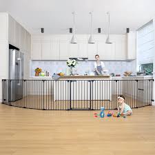 198 Inch Long Baby Gate Kingso Extra Wide Baby Gate Play Yard 8 Panel Foldable Safety Gate For Pet Child Auto Close Baby Gate F