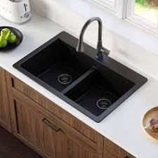 kitchen sink 50 50 double bowl black