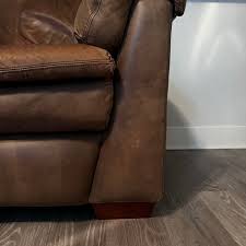 distressed brown leather couch