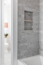Drop In Tub With Gray Brick Wall Tiles