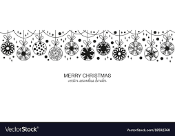Black Seamless Snowflake Border White Background Vector Image