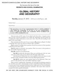 Global History And Geography Examination January 2015