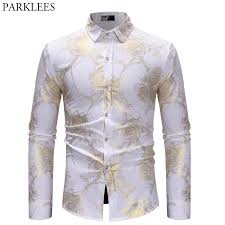 You can always rely on your white shirt, so we decided to compile some of our best white shirts for men. Rose Flower Gold Bronzing White Shirt Men Slim Fit Long Sleeve Mens Dress Shirt Casual Party Holiday Social Shirt Male Chemise Casual Shirts Aliexpress