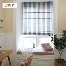 White roman shade with ribbon trim, any color, any fabric. Roman Shades Window Blind Fabric Curtain Drape Blackout Curtains Dihinhome Home Textile
