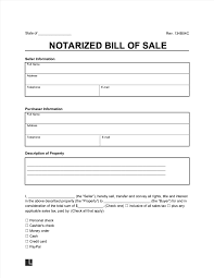 free notarized bill of template