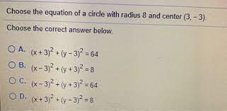 Solved Choose The Equation Of A Circle