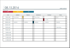 Ms Excel Weekly College Tasks Schedule Template Excel